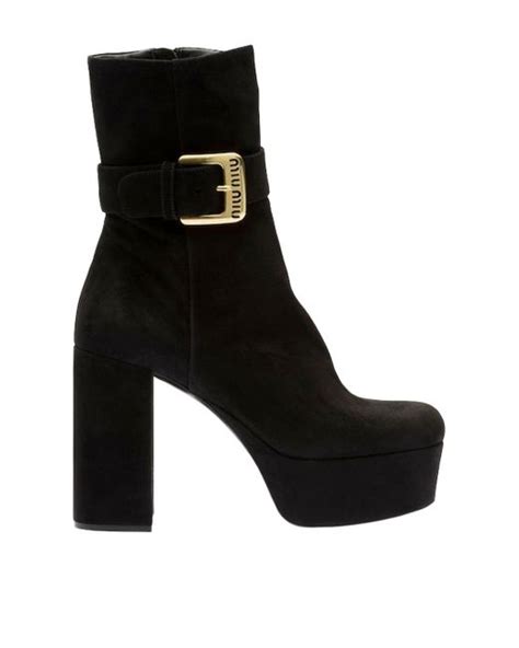 miu miu black suede boots|Black Suede Platform Booties .